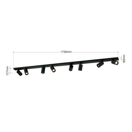Plafondspot SEAN 8xGU10/13W/230V zwart