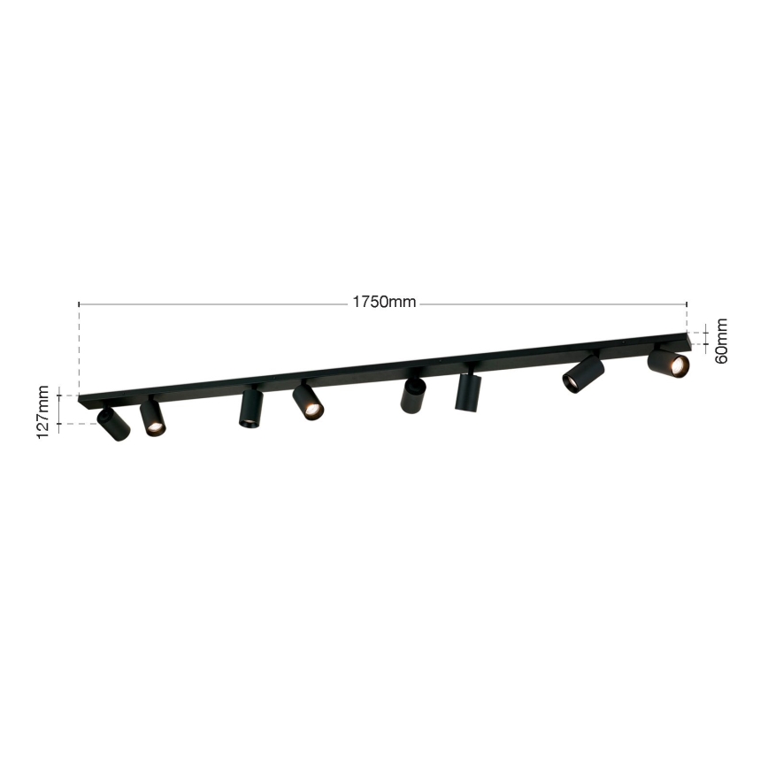 Plafondspot SEAN 8xGU10/13W/230V zwart