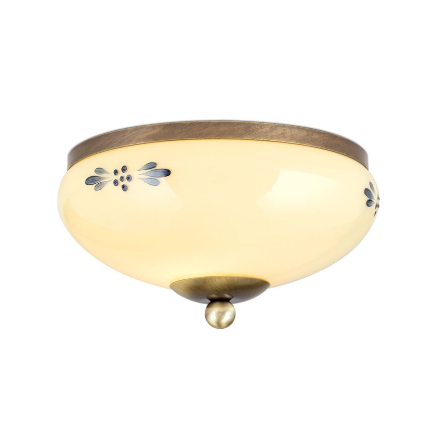 Plafonnier LANDHAUS 1xE27/60W/230V Ø 21 cm bronze/beige/bleu