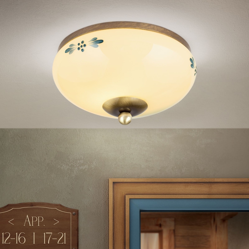 Plafonnier LANDHAUS 1xE27/60W/230V Ø 21 cm bronze/beige/bleu