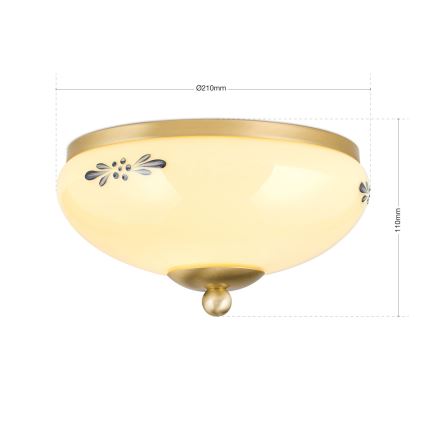 Plafonnier LANDHAUS 1xE27/60W/230V Ø 21 cm laiton/beige/bleu