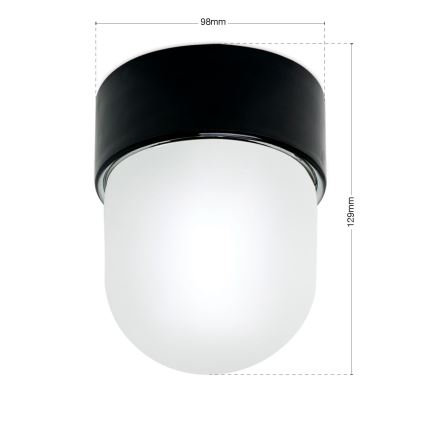 Plafonnier OSTIA 1xE27/40W/230V Ø 9,8 cm noir