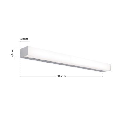 Éclairage de miroir salle de bain HORIZON LED/12W/230V 3000/4000K 60 cm IP44 argent