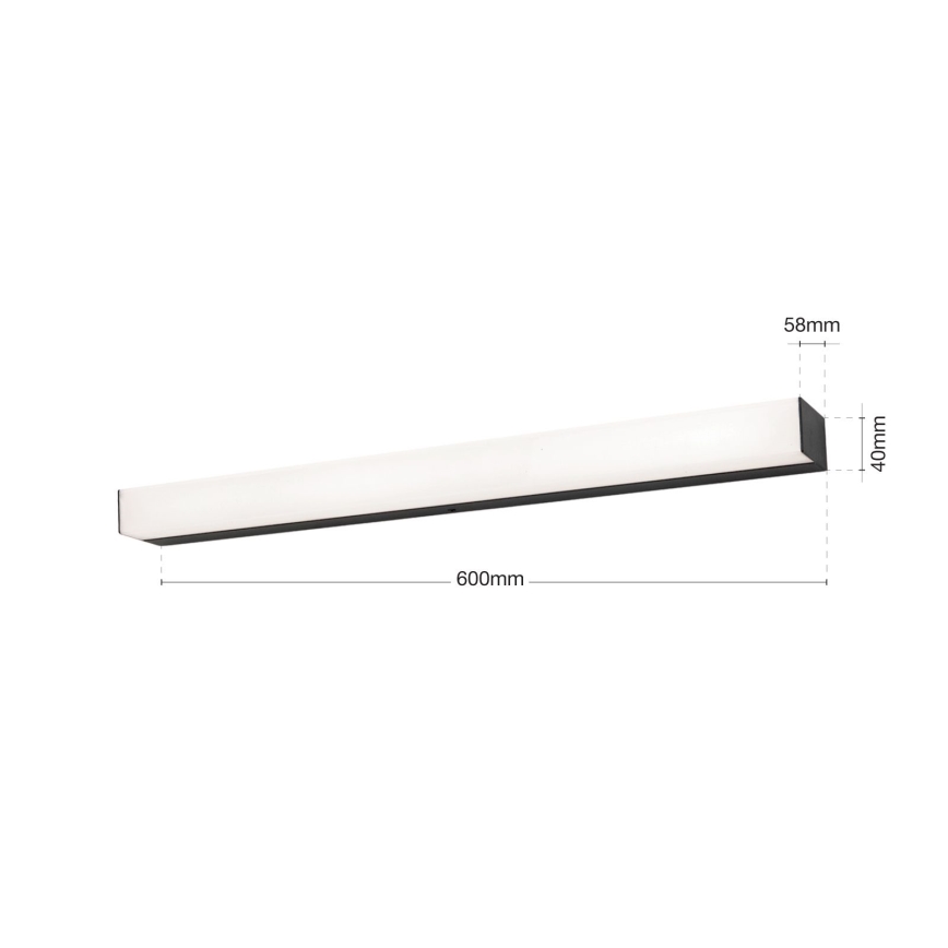 Éclairage de miroir salle de bain HORIZON LED/12W/230V 3000/4000K 60 cm IP44 noir