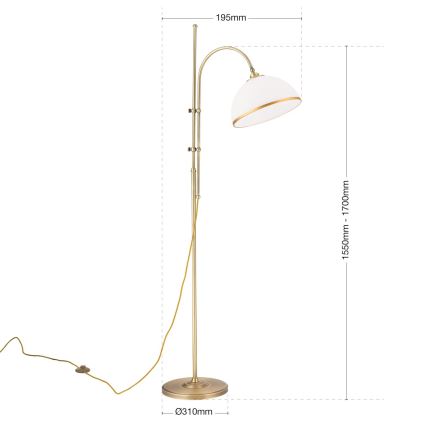 Staande Lamp OLD LAMP 1xE27/40W/230V wit/messing