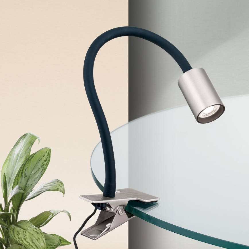 Lampe de table flexible avec pince KURT LED/5W/230V argenté
