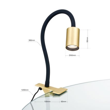 Lampe de table flexible avec pince KURT LED/5W/230V doré