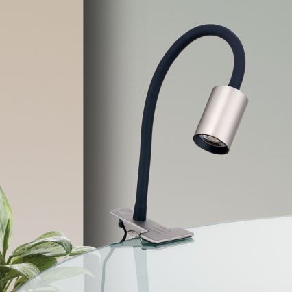 LED Flexibel tafellamp met clip KURT LED/5W/230V zilver