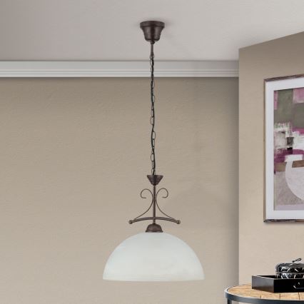 Suspension à chaîne RULA 1xE27/40W/230V Ø 35 cm blanc/bronze