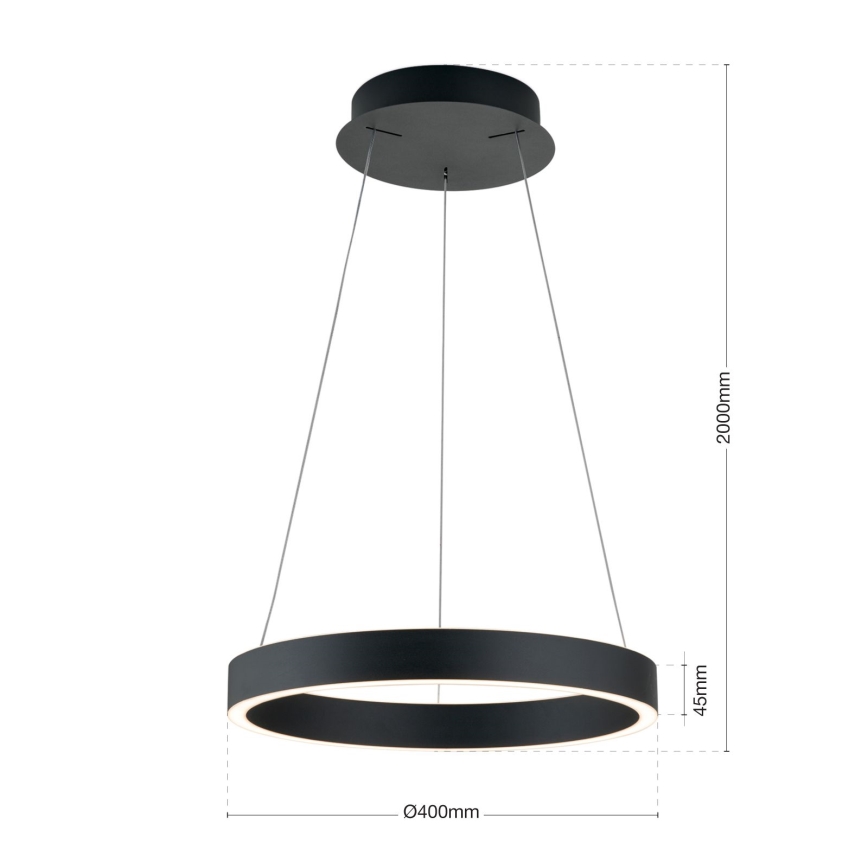 Suspension LED dimmable sur câble KOLK LED/40W/230V 2700/3000/4000K Ø 40 cm noire