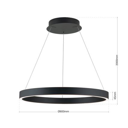 Suspension LED dimmable sur câble KOLK LED/60W/230V 2700/3000/4000K Ø 60 cm noir