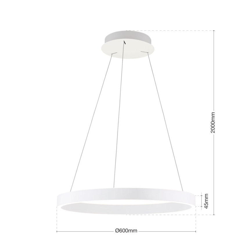 Suspension LED dimmable sur câble KOLK LED/60W/230V 2700/3000/4000K Ø 60 cm blanche