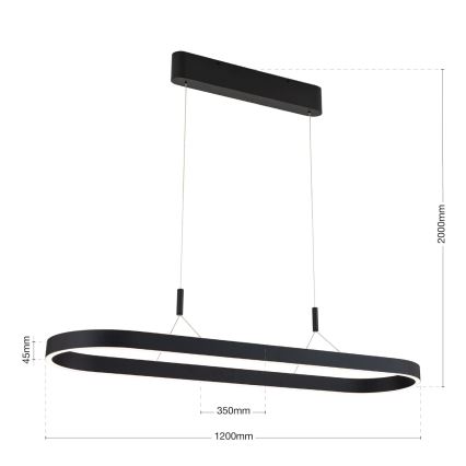 Suspension CARRARA sur câble LED/80W/230V 2700/3000/4000K noire