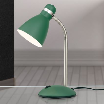 Tafellamp SCHOOL 1xE27/40W/230V groen/mat chroom