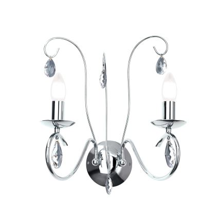 Kristallen wandlamp ALESSIA 2xE14/40W/230V glanzend chroom