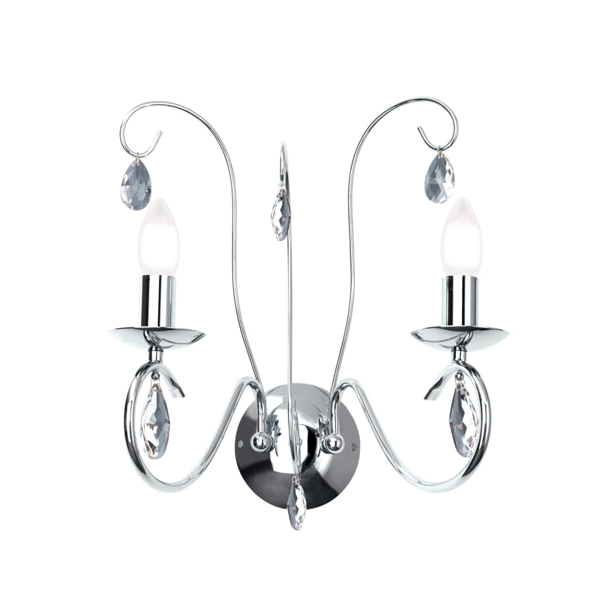 Kristallen wandlamp ALESSIA 2xE14/40W/230V glanzend chroom