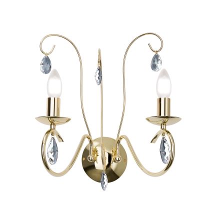 Kristallen wandlamp ALESSIA 2xE14/40W/230V goud