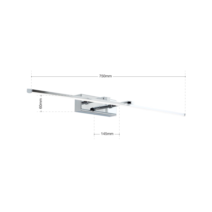 LED Schilderijverlichting PUBLIO LED/15W/230V 75 cm glanzend chroom