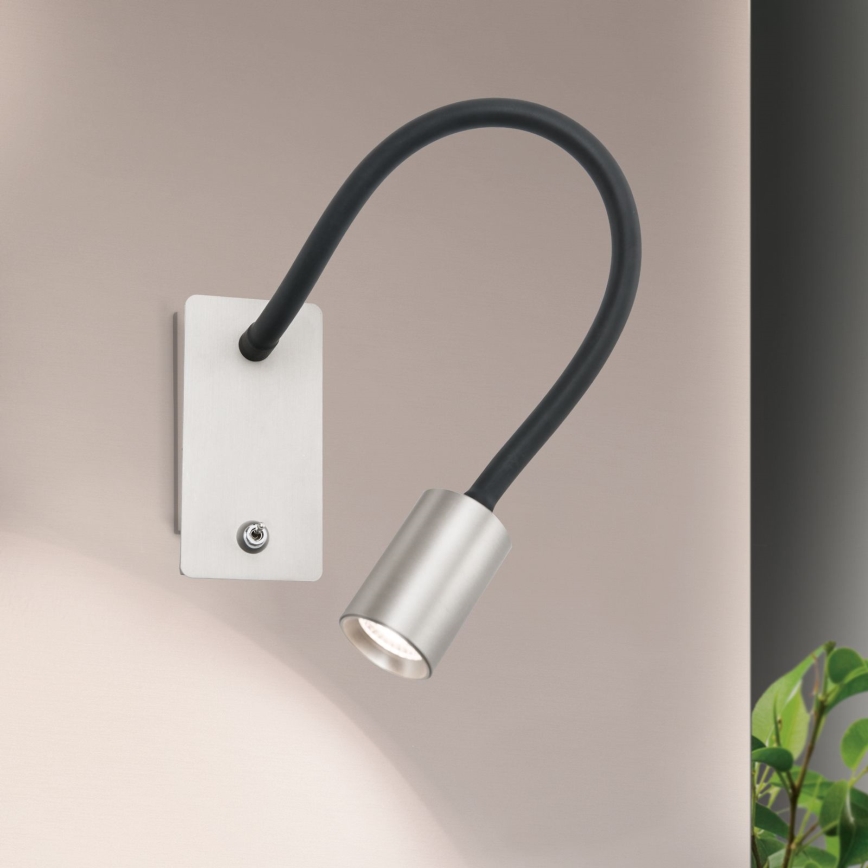 LED Flexibel klein wand lamp KURT LED/5W/230V zilver