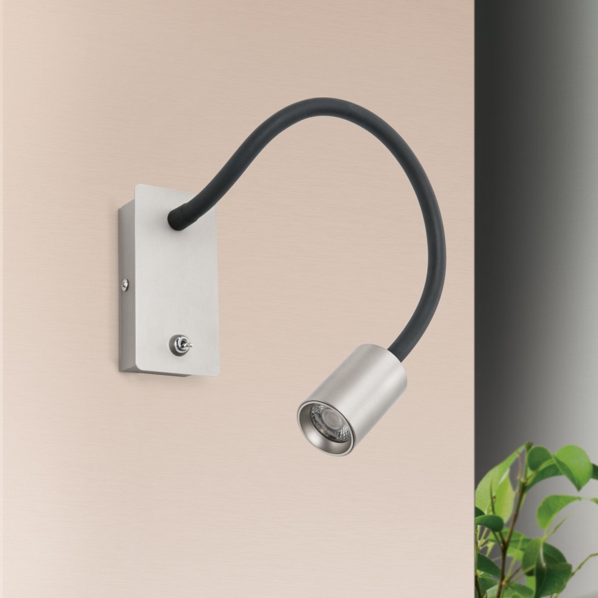LED Flexibel klein wand lamp KURT LED/5W/230V zilver