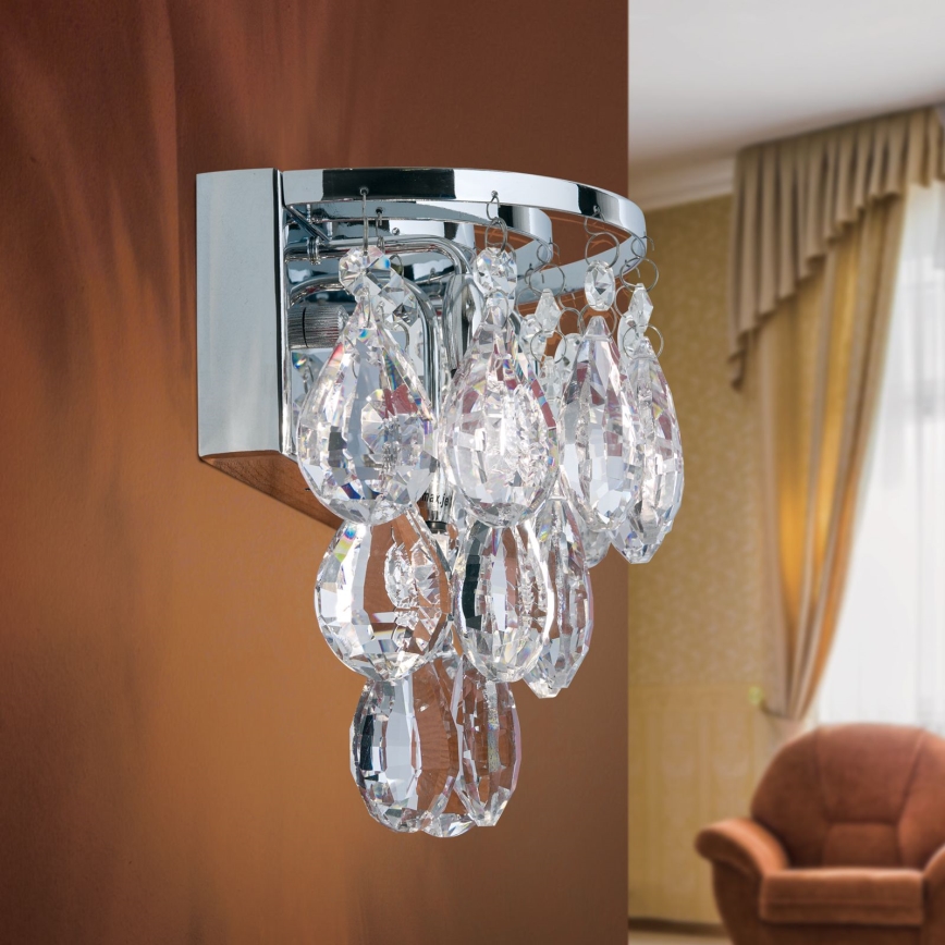 Kristallen wandlamp CELESTE 2xG9/40W/230V glanzend chroom