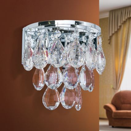 Kristallen wandlamp CELESTE 2xG9/40W/230V glanzend chroom