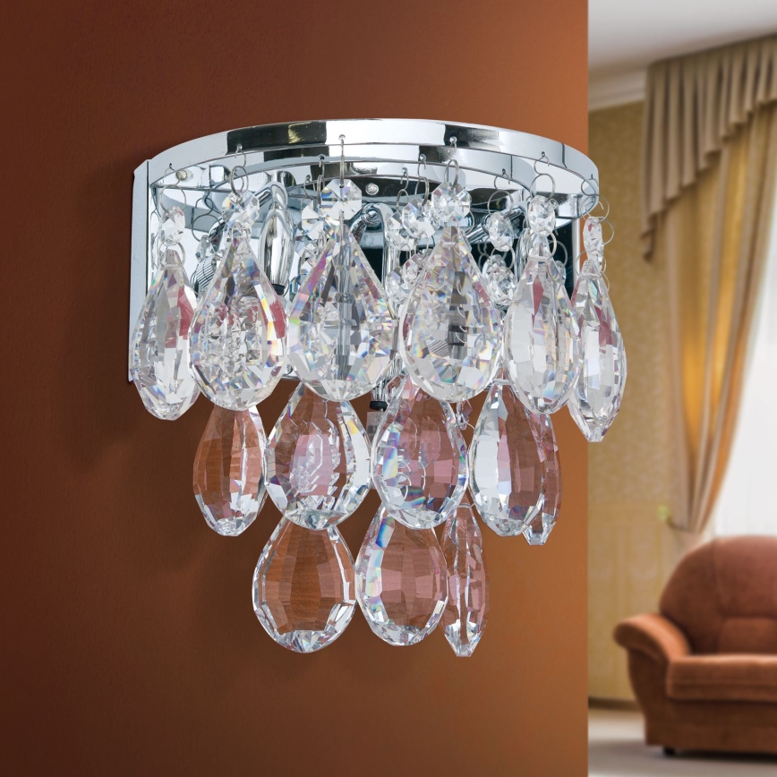 Kristallen wandlamp CELESTE 2xG9/40W/230V glanzend chroom