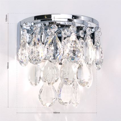 Kristallen wandlamp CELESTE 2xG9/40W/230V glanzend chroom