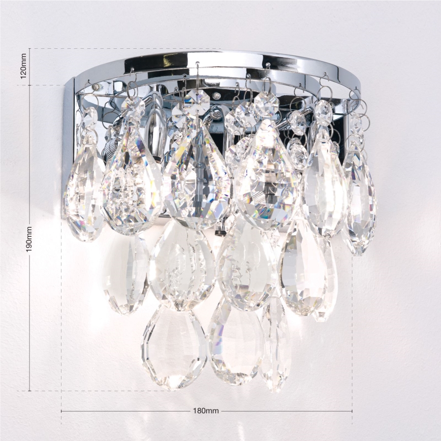 Kristallen wandlamp CELESTE 2xG9/40W/230V glanzend chroom