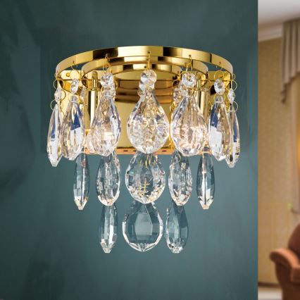 Kristallen wandlamp CELESTE 2xG9/40W/230V goud