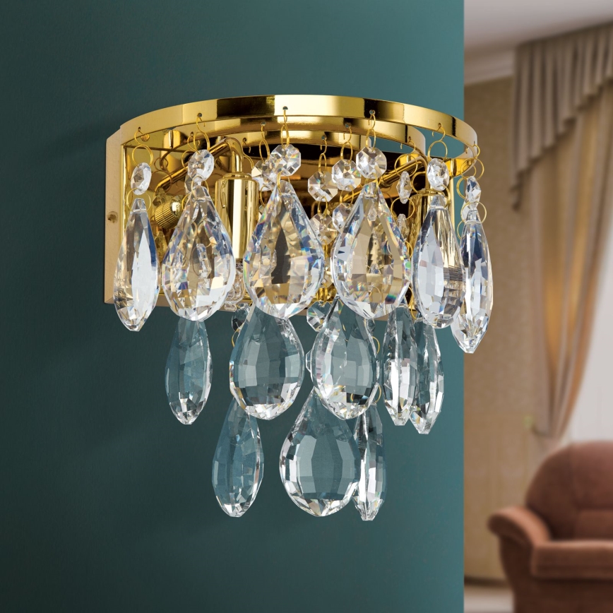 Kristallen wandlamp CELESTE 2xG9/40W/230V goud