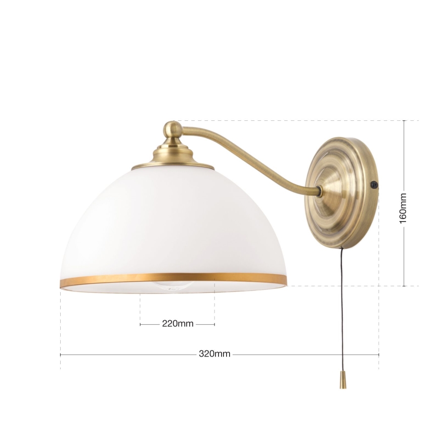 Wandlamp OLD LAMP 1xE27/40W/230V wit/messing