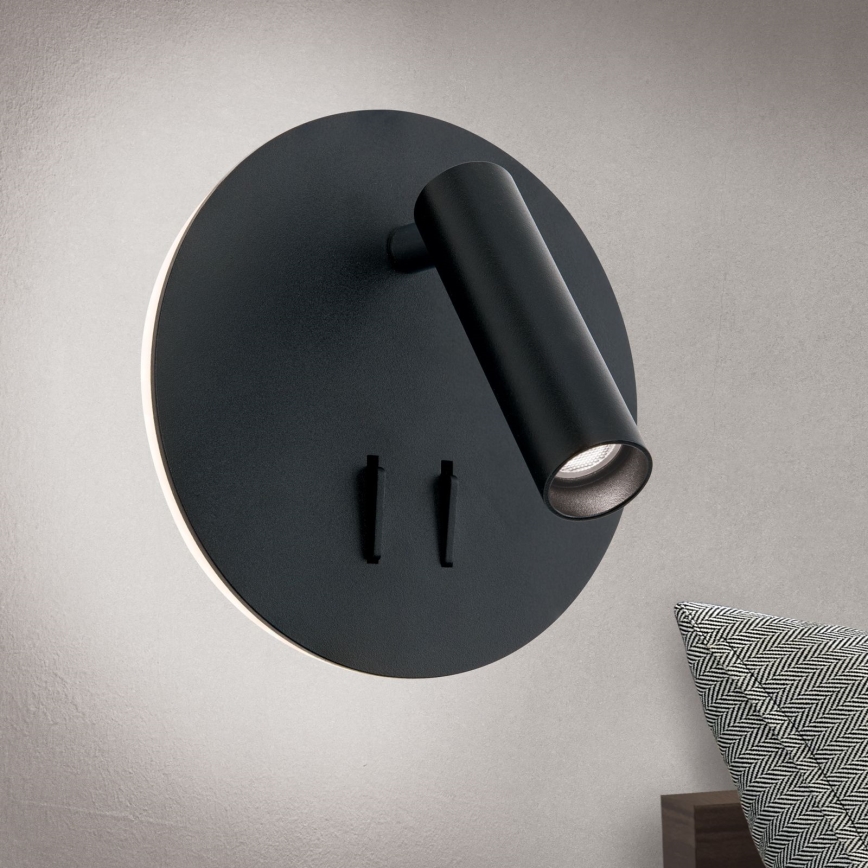 LED Wandspot LENNY LED/6W/230V + LED/3W zwart