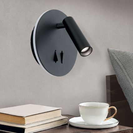 LED Wandspot LENNY LED/6W/230V + LED/3W zwart