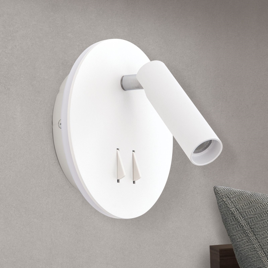 Spot mural LENNY LED/6W/230V + LED/3W blanc