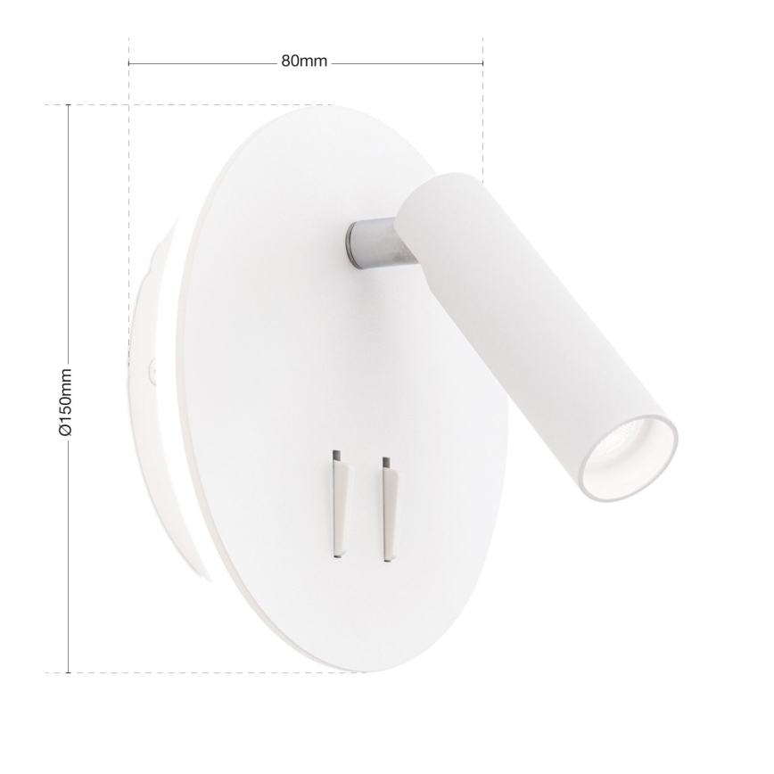 Spot mural LENNY LED/6W/230V + LED/3W blanc