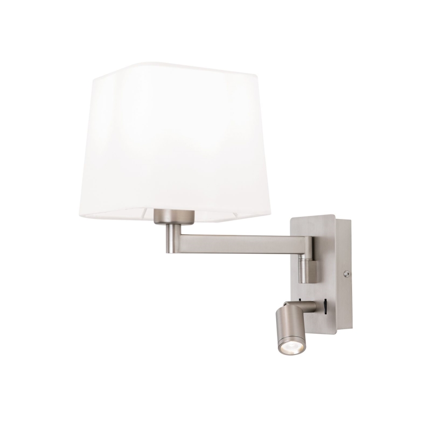 LED Wandlamp CARLTON 1xE27/40W/230V + LED/3W wit/mat chroom