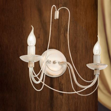 Applique murale VELA 2xE14/40W/230V blanc/doré/patine