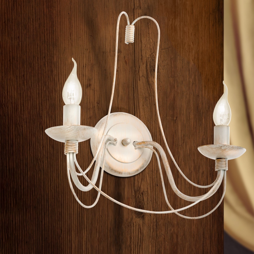 Applique murale VELA 2xE14/40W/230V blanc/doré/patine