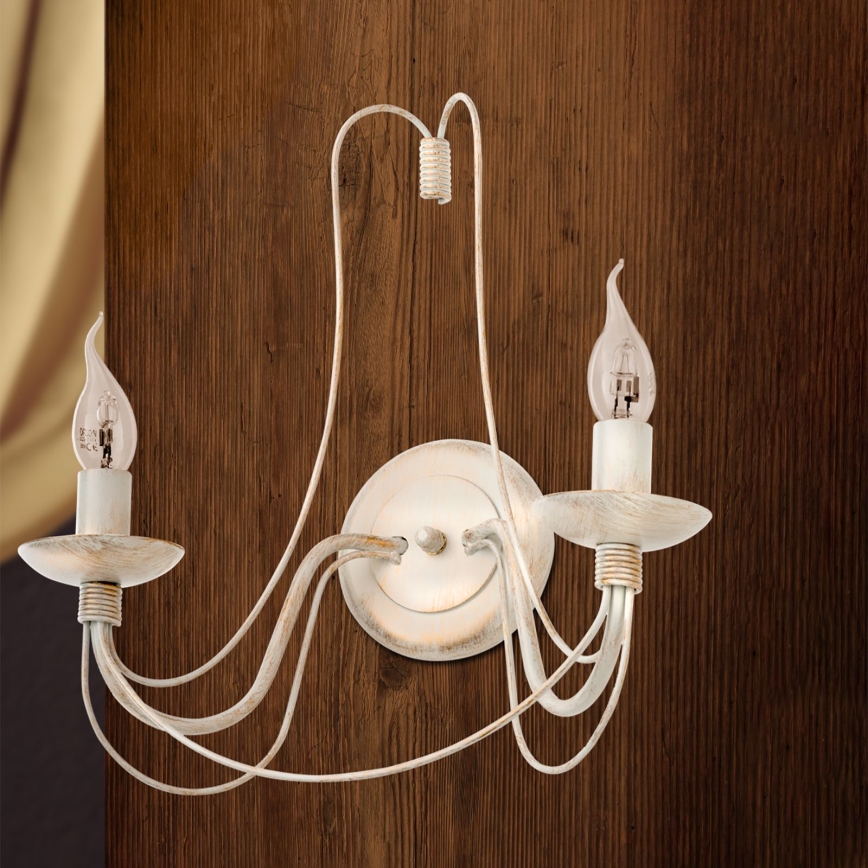 Applique murale VELA 2xE14/40W/230V blanc/doré/patine
