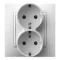 Ospel - Dubbel Schuko-stopcontact 230V ARIA wit met afdekraam