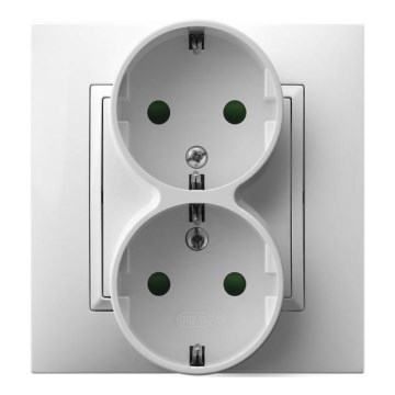 Ospel - Dubbel Schuko-stopcontact 230V ARIA wit met afdekraam