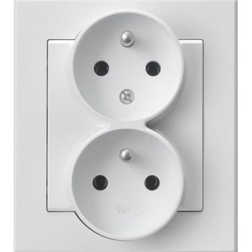 Ospel - Dubbele wandcontactdoos met afdekraam 230V SONATA wit