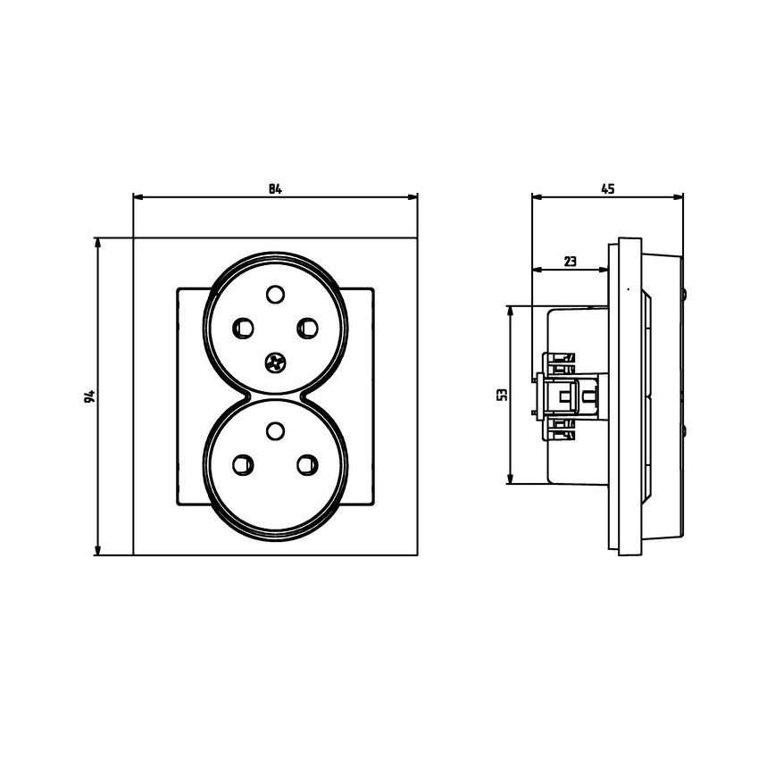 Ospel - Dubbele wandcontactdoos met afdekraam 230V SONATA wit