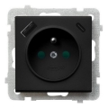Ospel - Huishoudelijk stopcontact zonder afdekraam 230V + 1xUSB-A + 1xUSB-C SONATA zwart