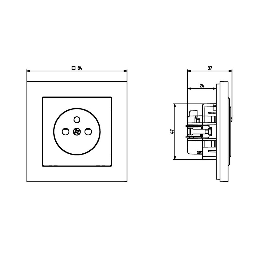 Ospel - Huishoudelijk stopcontact zonder afdekraam 230V + 1xUSB-A + 1xUSB-C SONATA zwart