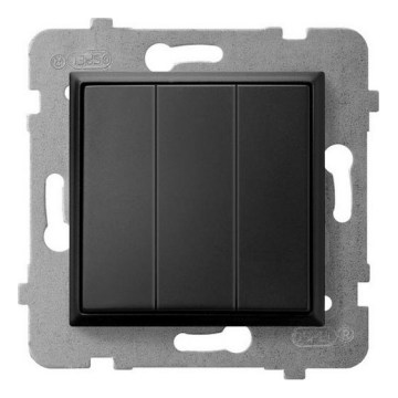 Ospel - Interrupteur triple sans cadre n° 1+1+1 ARIA noir