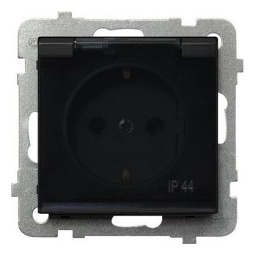 Ospel - Prise d'extérieur pour habitation sans cadre Schuko 230V SONATA IP44 noire