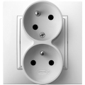 Ospel - Prise double murale 230 V ARIA avec cadre blanc
