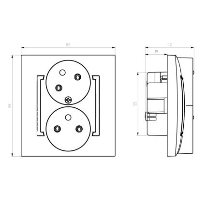Ospel - Prise double murale 230 V ARIA avec cadre blanc
